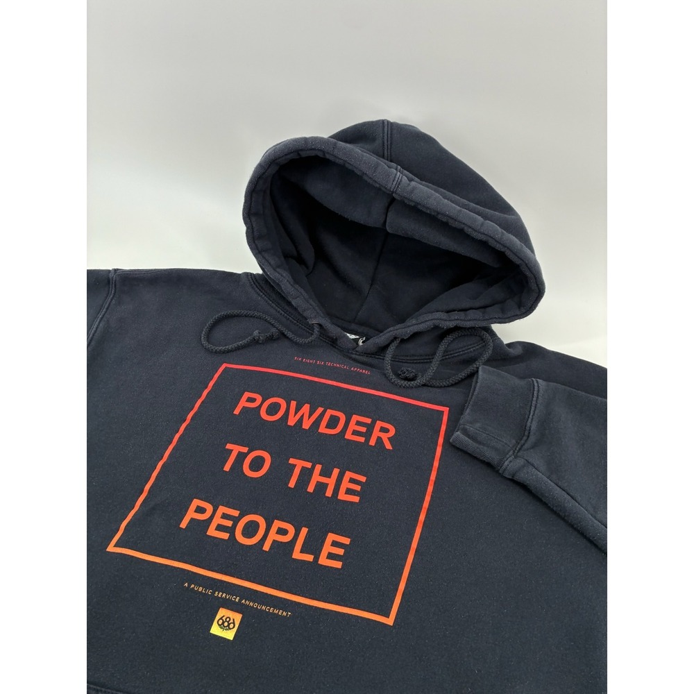 686 Technical Apparel Powder To The People Hoodie Black Orange Mens Large